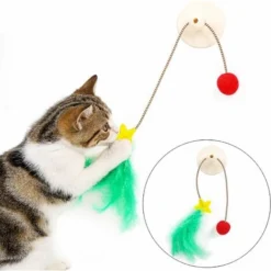 Jouets En Plumes De Chat, Baguette De Jouet Interactive Avec Ventouse, Boule Et Fenêtre En Plume Teasers De Jouets Pour Chat Pour Un Jeu De Chat Attrayant