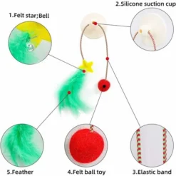 Jouets En Plumes De Chat, Baguette De Jouet Interactive Avec Ventouse, Boule Et Fenêtre En Plume Teasers De Jouets Pour Chat Pour Un Jeu De Chat Attrayant -Amis Poils Soldes Boutique 80596922 3