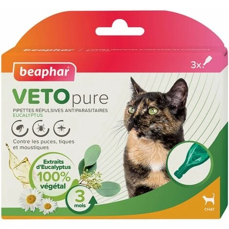 Pipettes Insectifuges VETOpure Beaphar : Chat 1 Pipettes Insectifuges VETOpure Beaphar : Chat