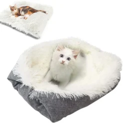 Lit Moelleux Coussin Pour Chat, SDLOGAL, Panier Ultra Doux, Moelleux Et Doux, Fond Antidérapant, En Peluche Lavable, Pour Chaton, Petit Chien, Lapin, Pecute
