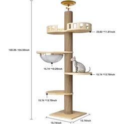 Grand Arbre à Chat En Bois, SDLOGAL, Tour De Jeu 265 Cm, Avec 5 Plateformes Et Corbeille, Jouet Pour Chat, Pour Chats Et Chatons -Amis Poils Soldes Boutique 81548213 3