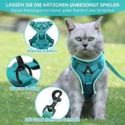Harnais Réglable Anti-éclatement Pour Chat Avec Laisse - Harnais Souple Pour Chat - Harnais De Poitrine Pour Chat - Chiot - Lac Bleu -S -Amis Poils Soldes Boutique 81550189 5
