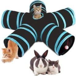 Jouet Pour Chat Tunnel Pour Chat Avec 5 Canaux Pliables Bleu 30 Cm De Diamètre Tunnel Pour Animaux De Compagnie