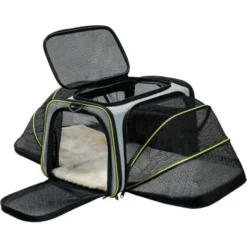 Sac De Transport Chat Chien Extensible Des Deux Côtés Coleur De Gris 40x30x27 Cm Voyager Facile à Transporter
