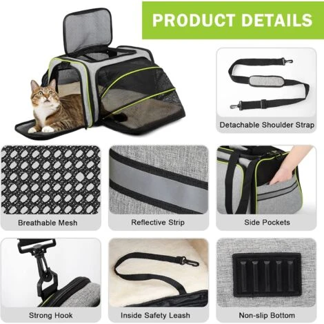 Sac De Transport Chat Chien Extensible Des Deux Côtés Coleur De Gris 40x30x27 Cm Voyager Facile à Transporter 2 Sac De Transport Chat Chien Extensible Des Deux Côtés Coleur De Gris 40x30x27 Cm Voyager Facile à Transporter – Image 2