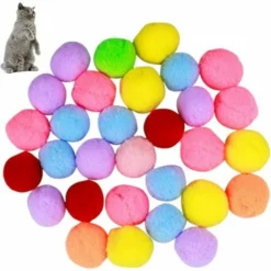 30 PCS Chat Boules Colorées 3 CM Balle Élastique Chat Jouet Interactif Chat Jouet Coloré Chat En Peluche Balle Jouet Doux Chaton Bobble Balle En Peluche Pour Chat Chaton Chien