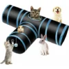 Tunnel Chat Jeu Chat, Tunnel Lapin Pet Tunnel 3 Way Crinkle Tunnel Tube Pliable Jouet Pour Les Chats Lapins, Chiens, Animaux De Compagnie, Avec Jouet Pour Chat Canne A Peche