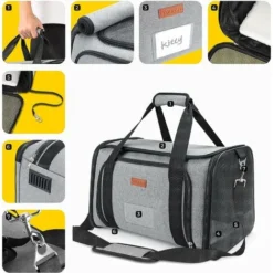 Sac De Transport Pour Chat - 7 Kg/15 Livres Petit Et Moyen Chat Chien Lapin Sac De Voyage, Chat Chien Lapin Sac De Transport Cabine D'avion + Bol -Amis Poils Soldes Boutique 85947436 4