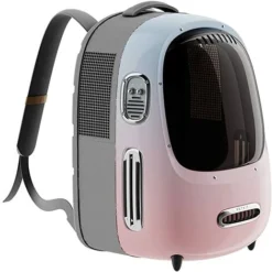 PETKIT Sac à Dos Pour Chat, Sac à Dos De Voyage Portable Pour Chiots, Ventilateur Intégré Et Dispositif D'éclairage, Sac à Dos Pour Animaux De Compagnie Bien Ventilé, Confortable Et Léger (Rose)