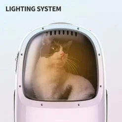 PETKIT Sac à Dos Pour Chat, Sac à Dos De Voyage Portable Pour Chiots, Ventilateur Intégré Et Dispositif D'éclairage, Sac à Dos Pour Animaux De Compagnie Bien Ventilé, Confortable Et Léger (Rose) -Amis Poils Soldes Boutique 86474626 4