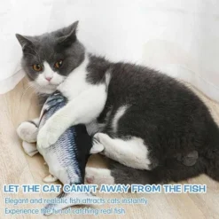 Jouet Poisson Chat Jouet Poisson Electrique Jouet Interactif A Macher Pour Chat Poisson Simulation Avec Charge USB Jouet De Poisson En Peluche Lavable(28 CM) -Amis Poils Soldes Boutique 87413685 4