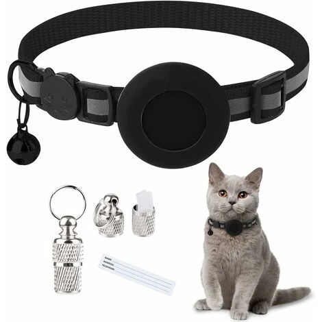 DHKLFA Collier Chat Airtag,Collier Pour Chat Avec Cloche Collier Chat Airtag Support Airtag étanche Boucle De Sécurité,Collier Chat Anti étranglement,Collier Chat Personnalisé (S, Black) 1 DHKLFA Collier Chat Airtag,Collier Pour Chat Avec Cloche Collier Chat Airtag Support Airtag étanche Boucle De Sécurité,Collier Chat Anti étranglement,Collier Chat Personnalisé (S, Black)