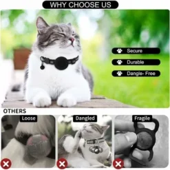 DHKLFA Collier Chat Airtag,Collier Pour Chat Avec Cloche Collier Chat Airtag Support Airtag étanche Boucle De Sécurité,Collier Chat Anti étranglement,Collier Chat Personnalisé (S, Black) 9 DHKLFA Collier Chat Airtag,Collier Pour Chat Avec Cloche Collier Chat Airtag Support Airtag étanche Boucle De Sécurité,Collier Chat Anti étranglement,Collier Chat Personnalisé (S, Black) -Amis Poils Soldes Boutique 87800518 5