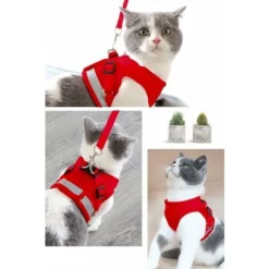 DHKLFA Harnais Chat, Harnais Chaton, Harnais Pour Chaton Harnais Pour Chat Et Laisse Pour Chat Réglable Harnais Laisse Gilet Respirant Gilet Pour Animal Domestique Chaton (XS, Rouge 2) -Amis Poils Soldes Boutique 87800585 4