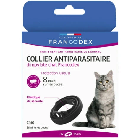Collier Antiparasitaire Dimpylate 35 Cm Couleur Noir Pour Chats - Francodex 1 Collier Antiparasitaire Dimpylate 35 Cm Couleur Noir Pour Chats - Francodex