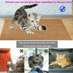 DHKLFA Tapis à Gratter Pour Chat, Tapis à Gratter En Sisal Naturel Grattoir Tampon à Gratter Pour Animaux De Compagnie Antidérapant Pour Chat Jouet De Soin Des Griffes Pour Chat(30 40cm) ZHUOXAUN -Amis Poils Soldes Boutique 87908723 5