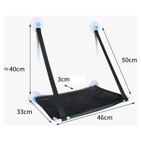 Hamac Chat, Accroché à La Fenêtre, 463340cm, Noir 4 Hamac Chat, Accroché à La Fenêtre, 463340cm, Noir – Image 4