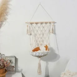Hamac Pour Chat En Macramé En Bois Et Corde De Coton Tissé à Suspendre (30100cm) -Amis Poils Soldes Boutique 88836040 5