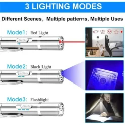 Jouet Laser Pour Chat, Jouet Interactif Pour Chat Et Chien D'intérieur, Point Rouge, Lumière LED, Projection Laser Longue Distance 3 Modes, Pour Chaton, Chien D'extérieur, Bâton D'entraînement, Charge -Amis Poils Soldes Boutique 90534977 3