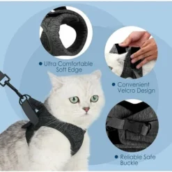 Harnais Chat Harnais Petit Chien Et Chiot, Laisse Harnais Chaton Réglable, Gilet Respirant Sécurité Balade Amorti Et Anti-évasion, Pour Chats, Chiots Et Lapins (Noir-M) -Amis Poils Soldes Boutique 90553389 5