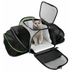 Sac De Transport Chat Chien Extensible Des Deux Côtés Coleur De Gris 40x30x27 Cm