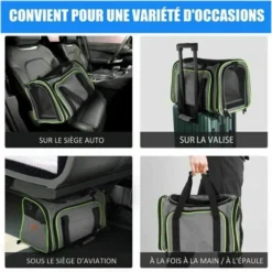 Sac De Transport Chat Chien Extensible Des Deux Côtés Coleur De Gris 40x30x27 Cm -Amis Poils Soldes Boutique 91032846 3