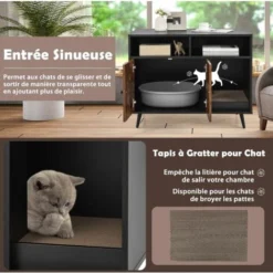 COSTWAY Meuble Litière Chat Avec Griffoir Industriel, Maison De Toilette Chat Anti-basculement 2 Étagères De Rangement, Pieds Métalliques Inclinées, 90x50x70cm 9 COSTWAY Meuble Litière Chat Avec Griffoir Industriel, Maison De Toilette Chat Anti-basculement 2 Étagères De Rangement, Pieds Métalliques Inclinées, 90x50x70cm -Amis Poils Soldes Boutique 91376353 5