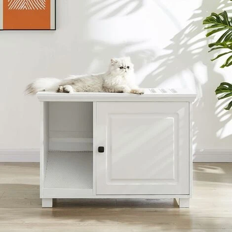 Roomfitters Meuble Litire Chat Petite, Meuble Litire Maison De Toilette Pour Chat, Niche Pour Chat Avec Rangement, Enclos De Litire Chat Cach (Bois, Blanc) 1 Roomfitters Meuble Litire Chat Petite, Meuble Litire Maison De Toilette Pour Chat, Niche Pour Chat Avec Rangement, Enclos De Litire Chat Cach (Bois, Blanc)