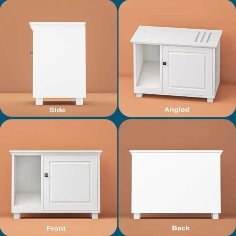 Roomfitters Meuble Litire Chat Petite, Meuble Litire Maison De Toilette Pour Chat, Niche Pour Chat Avec Rangement, Enclos De Litire Chat Cach (Bois, Blanc) 3 Roomfitters Meuble Litire Chat Petite, Meuble Litire Maison De Toilette Pour Chat, Niche Pour Chat Avec Rangement, Enclos De Litire Chat Cach (Bois, Blanc) – Image 3