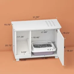 Roomfitters Meuble Litire Chat Petite, Meuble Litire Maison De Toilette Pour Chat, Niche Pour Chat Avec Rangement, Enclos De Litire Chat Cach (Bois, Blanc) 8 Roomfitters Meuble Litire Chat Petite, Meuble Litire Maison De Toilette Pour Chat, Niche Pour Chat Avec Rangement, Enclos De Litire Chat Cach (Bois, Blanc) -Amis Poils Soldes Boutique 91504645 4