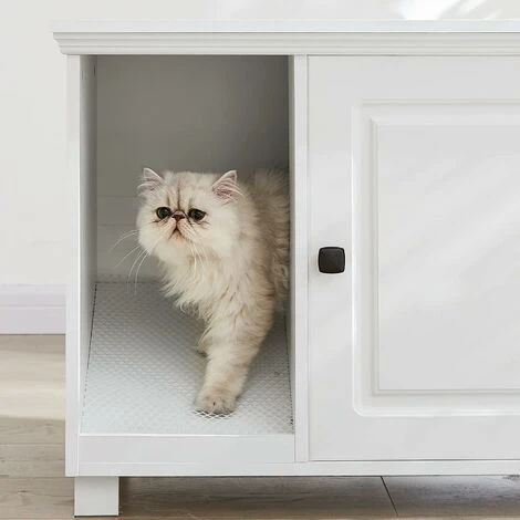 Roomfitters Meuble Litire Chat Petite, Meuble Litire Maison De Toilette Pour Chat, Niche Pour Chat Avec Rangement, Enclos De Litire Chat Cach (Bois, Blanc) 5 Roomfitters Meuble Litire Chat Petite, Meuble Litire Maison De Toilette Pour Chat, Niche Pour Chat Avec Rangement, Enclos De Litire Chat Cach (Bois, Blanc) – Image 5