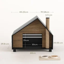 Roomfitters Niche Pour Chat En Bois Avec Griffoir, Maison Pour Chiens D'extrieur, Condos Pour Chats D'intrieur, Maison Pour Animaux, Cachette Pour Lapins, Style Cottage, Noyer Noir -Amis Poils Soldes Boutique 91504646 3