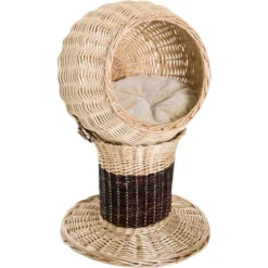PawHut Panier Chat Lit Chat Cosy Grand Confort 44L X 44l X 67H Cm Coussin Moelleux Inclus Osier Beige Marron -Amis Poils Soldes Boutique 9167432 4