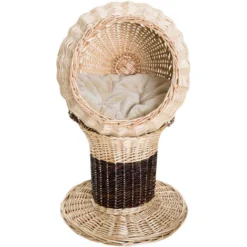 PawHut Panier Chat Lit Chat Cosy Grand Confort 44L X 44l X 67H Cm Coussin Moelleux Inclus Osier Beige Marron -Amis Poils Soldes Boutique 9167432 5