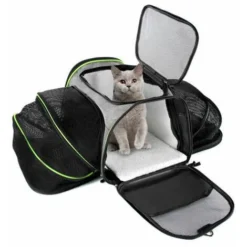 FlkwoH Sac De Transport Chat Chien Extensible Des Deux Côtés Coleur De Gris 40x30x27 Cm