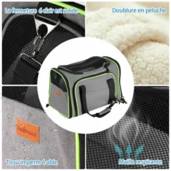 FlkwoH Sac De Transport Chat Chien Extensible Des Deux Côtés Coleur De Gris 40x30x27 Cm -Amis Poils Soldes Boutique 92329837 4