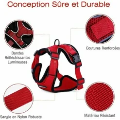 Harnais Chat Petit Chien Laisse Harnais Chaton Réglable Rouge XS Collier Harnai Chat Refléchissant Gilet Respirant Pour Lapin, Chat Européen, Maine Coon, Persan, Attache Dessus Avec Laisse -Amis Poils Soldes Boutique 92598729 4