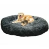 Lit Moelleux Rond Pour Chat Et Chien Extra Large Lavable Avec Coussin 100x100cm Coleur De Gris Chaud Et Confortable