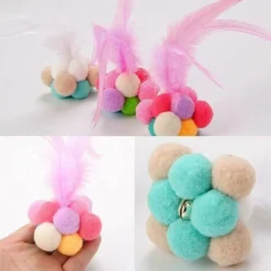 4 PiècesChat Balles Colorées Avec Cloche, Balle Rebondissante En Peluche Coloré Chat En Peluche Balle Jouets Chat Boule Boules Colorées Pour Chat Pour Chats Chaton Dressage Jouer à Mâcher -Amis Poils Soldes Boutique 93342878 5
