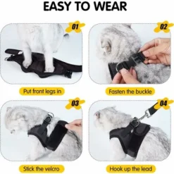 Harnais Chat Avec Laisse Harnais Chaton Reglable Ultra-léger Gilet Harnais Et Laisse Pour Chat Chiots Et Lapins Harnais En Maille Souple Pour Petits Animaux -Amis Poils Soldes Boutique 93485423 5