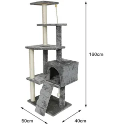 Arbre à Chat Hamac 160cm, Cadre D'escalade De Chat, Arbre à Grimper Pour Chat Centre D’Activités, Planche à Gratter - Gris -Amis Poils Soldes Boutique 93886314 4