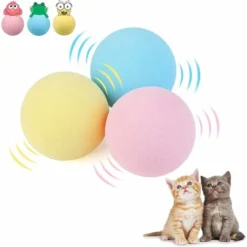 GDRHVFD Jouet Chat Balles Interactives Pour Chats D'Intérieur Jouets Cataire Animaux De Compagnie Chaton Chiens Chaser Ball Jouets Avec Sons Pour Animaux De Compagnie 3 Boules Colorées