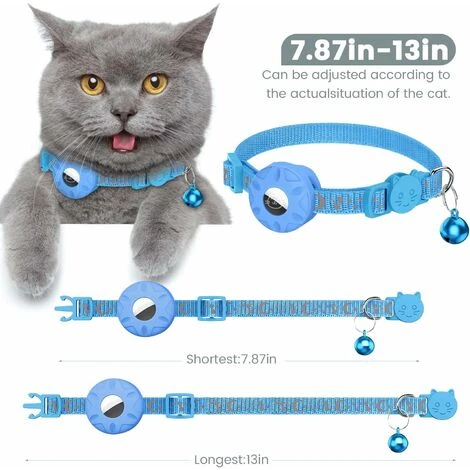 Lot De 2 Colliers Airtag Pour Animaux De Compagnie, Collier Pour Chat Tout-en-un Avec Dispositif De Retenue AirTag Et Clochette, Collier Pour Chat Réfléchissant Avec Boucle De Sécurité Cassante, Adapt 2 Lot De 2 Colliers Airtag Pour Animaux De Compagnie, Collier Pour Chat Tout-en-un Avec Dispositif De Retenue AirTag Et Clochette, Collier Pour Chat Réfléchissant Avec Boucle De Sécurité Cassante, Adapt – Image 2