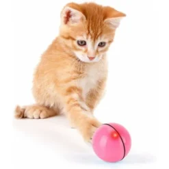 Jouet Interactif Pour Chat　Jouet Interactif Pour Chat,Balle Animée Intelligente, Automatique à Bille Roulante, Ballon Rotatif à 360 Degrés, Balle Jouet De Chat Rechargeable Avec Lumière LED Pour Chato