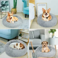 Panier Et Corbeille Pour Chat　Panier Rond Chien Coussin Chat Panier Donut, Panier Chien Lit Pour Chat Chien Extra-Doux Confortable Et Mignon, Coussin Pour Chats Et Petits Chiens De Taille Moyenne, 80c -Amis Poils Soldes Boutique 96339195 5