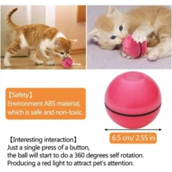 Jouet Interactif Pour Chat, Boule Auto-Rotative à 360 Degrés, Chargement USB Jouet Exercice à LED, Balles Interactives Automatiques Rotatives Pour Chatons De Chaton Prenant Et Amusant (Rose) -Amis Poils Soldes Boutique 96339210 3
