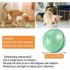 Jouet Interactif Pour Chat, Boule Auto-Rotative à 360 Degrés, Chargement USB Jouet Exercice à LED, Balles Interactives Automatiques Rotatives Pour Chatons De Chaton Prenant Et Amusant (Vert) -Amis Poils Soldes Boutique 96339217 4