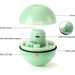 Rechargeable Interactif Balle Pour Chat, Balle Interactive De Jouets De Chat, Rotative Automatique à 360 Degrés Avec Lumière LED, Animaux De Compagnie Chats Chiens Chaser Ball(Vert) -Amis Poils Soldes Boutique 96340825 3
