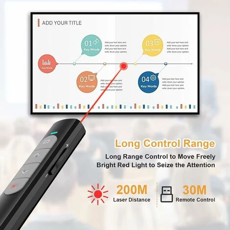 Telecommande Ordinateur, Pointeur Du Présentateur Avec Hyperlien Et Contrôle Du Volume,pour Présentation, Enseignement, Bureau, Conférence,etc 2 Telecommande Ordinateur, Pointeur Du Présentateur Avec Hyperlien Et Contrôle Du Volume,pour Présentation, Enseignement, Bureau, Conférence,etc – Image 2