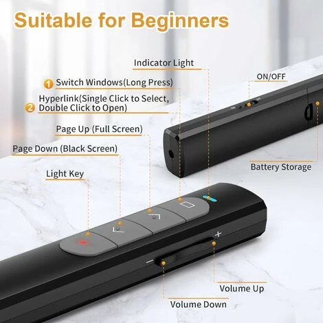 Telecommande Ordinateur, Pointeur Du Présentateur Avec Hyperlien Et Contrôle Du Volume,pour Présentation, Enseignement, Bureau, Conférence,etc 3 Telecommande Ordinateur, Pointeur Du Présentateur Avec Hyperlien Et Contrôle Du Volume,pour Présentation, Enseignement, Bureau, Conférence,etc – Image 3